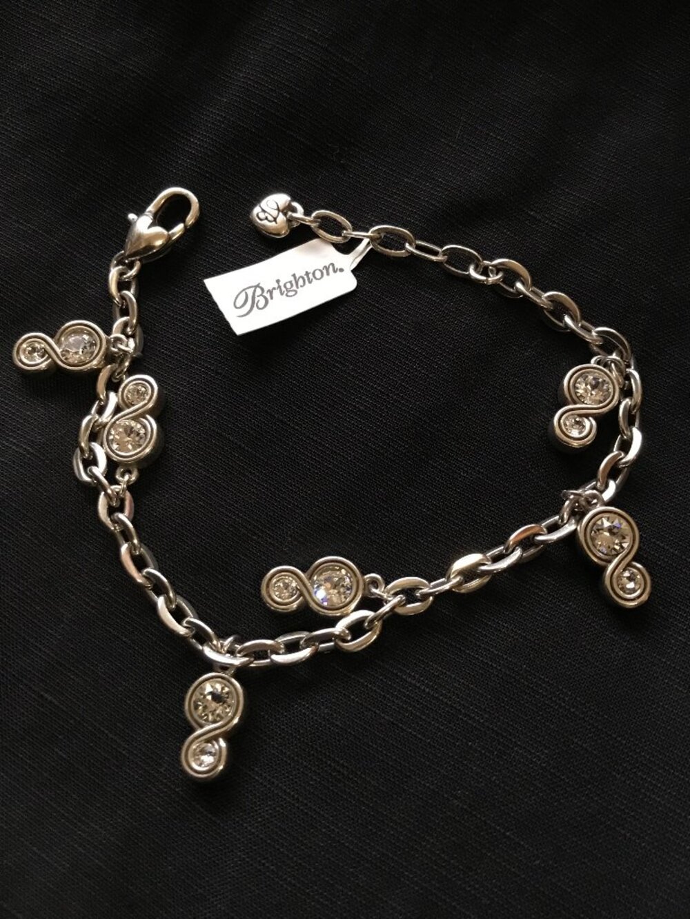 Brighton Infinity Sparkle Bracelet JF5211 NWT Silver Plated Crystal Charm